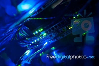 Network Servers In Data Room Domestic Room Stock Photo