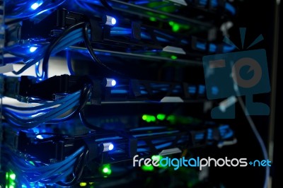 Network Servers In Data Room Domestic Room Stock Photo