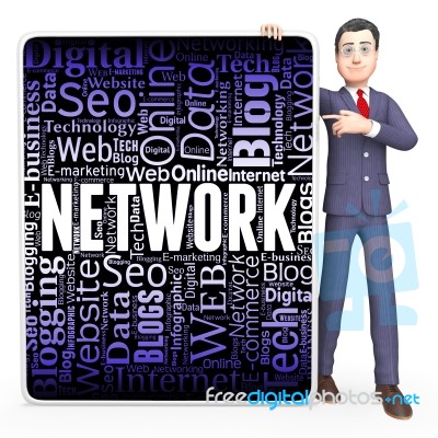 Network Sign Indicates Global Communications And Communicate 3d Rendering Stock Image