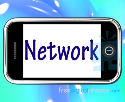 Network Smartphone Means Online Connections And Contacts Stock Image