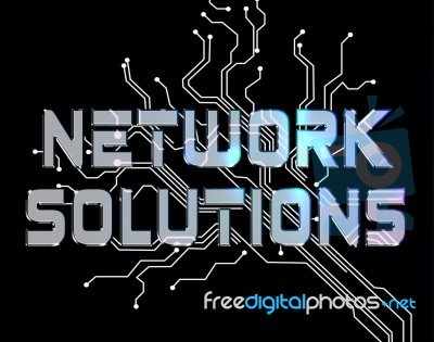 Network Solutions Shows Global Communications And Communicate Stock Image