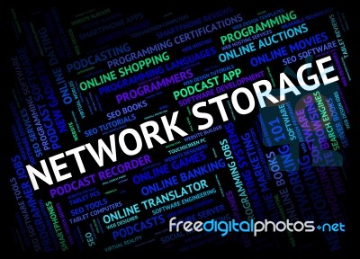 Network Storage Meaning Global Communications And Store Stock Image