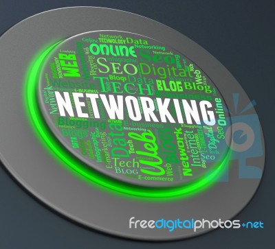 Networking Button Means Global Communications And Computing 3d Rendering Stock Image