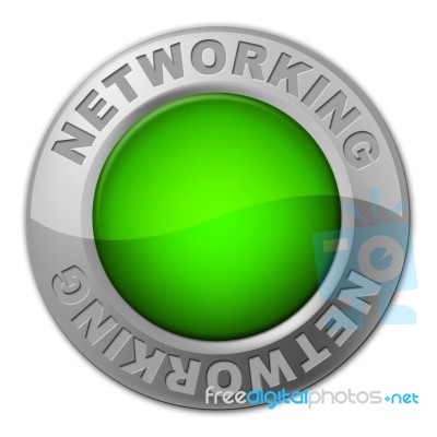 Networking Button Represents Social Media Marketing And Connected Stock Image