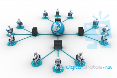 Networking People  With Globe Stock Image