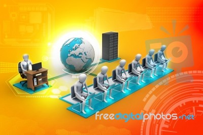 Networking People With Globe Stock Image