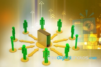 Networking People With Server Stock Image