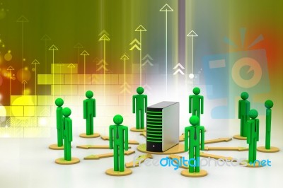 Networking People With Server Stock Image