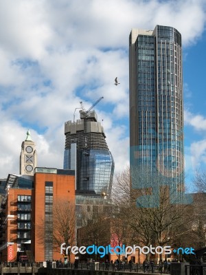 New Building Under Construction On The South Bank Of The River T… Stock Photo