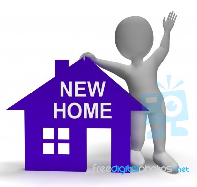 New Home House Shows Buying Property And Moving In Stock Image