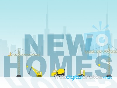 New Homes Means Newly Built Property 3d Illustration Stock Image