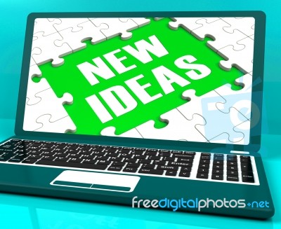 New Ideas On Laptop Showing Innovative Ideas Stock Image