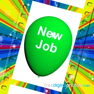 New Job Balloon Shows New Beginnings In Career Stock Image