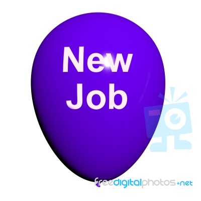 New Job Balloon Shows New Beginnings In Careers Stock Image