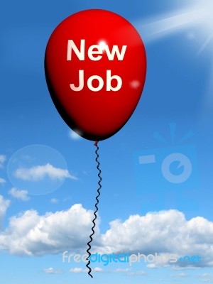 New Job Balloon Shows New Beginnings In Careers Stock Image