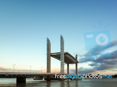 New Lift Bridge Jacques Chaban-delmas Spanning The River Garonne… Stock Photo