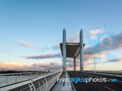 New Lift Bridge Jacques Chaban-delmas Spanning The River Garonne… Stock Photo