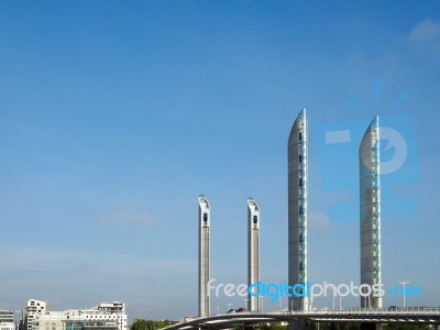 New Lift Bridge Jacques Chaban-delmas Spanning The River Garonne… Stock Photo