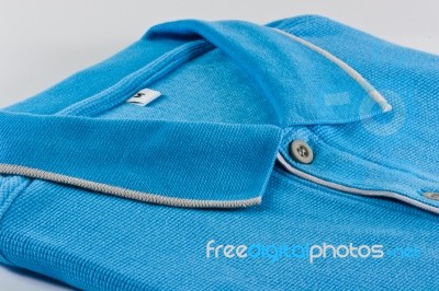 New Men's Polo T-shirt In Blue Color Stock Photo