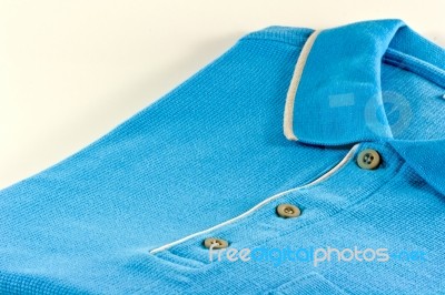 New Men's Polo T-shirt In Blue Color Stock Photo