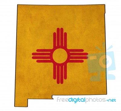 New Mexico Map On  Flag Drawing ,grunge And Retro Flag Series Stock Image
