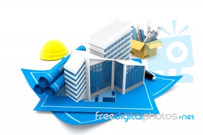 New Modern Building Development Project Plan Stock Image