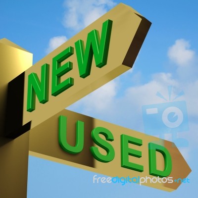 New Or Used Directions On A Signpost Stock Image