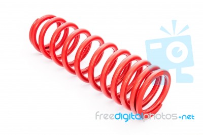 New Red Motorcycle Suspension Stock Photo