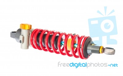 New Red Motorcycle Suspension Stock Photo