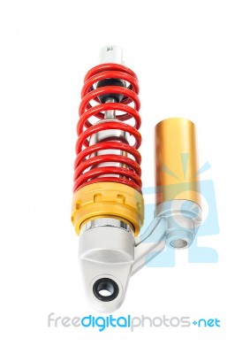 New Red Motorcycle Suspension Stock Photo