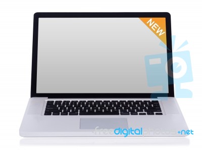 New White Laptop Stock Photo