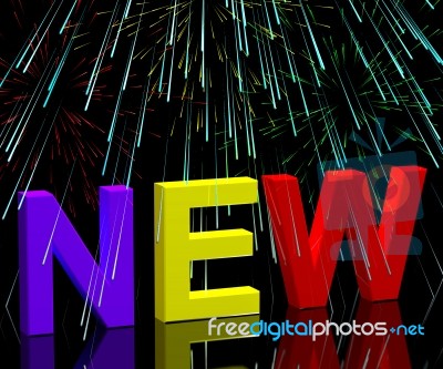 New Word With Fireworks Stock Image