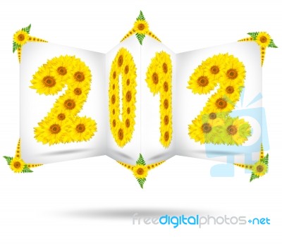 New Year 2012 Made Of Flowers Stock Photo