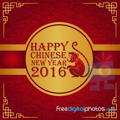 New Year 2016 Greeting, Year Of The Monkey Stock Image