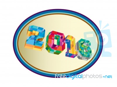 New Year 2016 Oval Low Polygon Stock Image