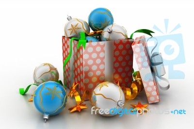 New Year Gift Box With Bubbles Stock Image