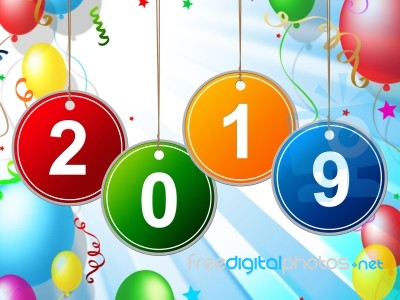 New Year Indicates Two Thosand Nineteen And Celebrate Stock Image