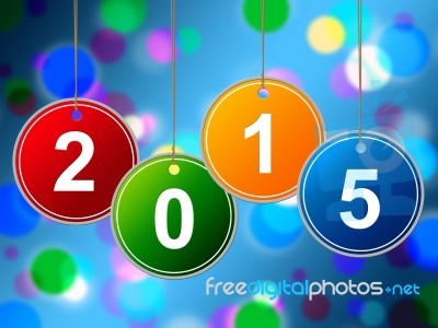 New Year Means Two Thousand Fifteen And Celebrating Stock Image