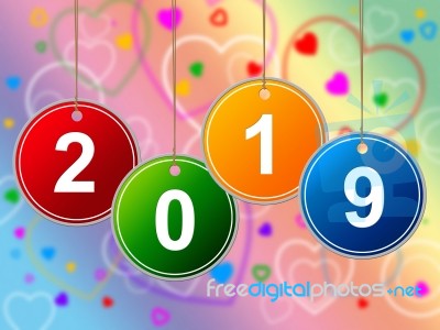 New Year Means Two Thousand Nineteen And Annual Stock Image