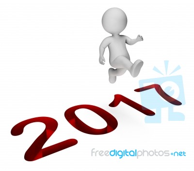 New Year Means Two Thousand Seventeen And Annual 3d Rendering Stock Image