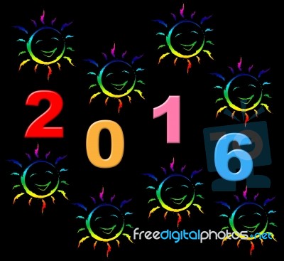 New Year Shows Two Thosand Sixteen And Celebrate Stock Image