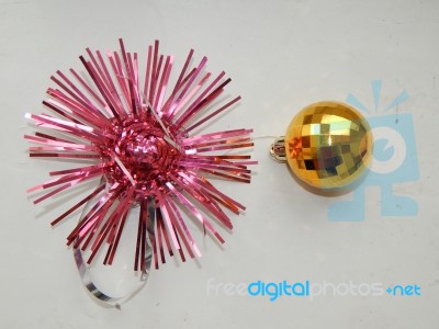 New Year's Toys For Decorating A Christmas Tree For The New Year… Stock Photo