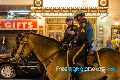 New York Police On Horseback Stock Photo