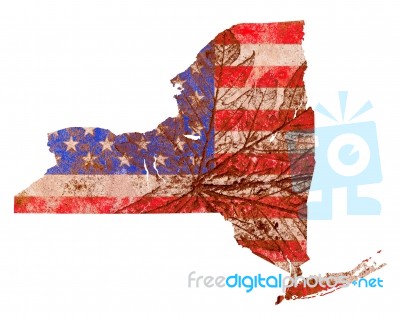 New York State Map Flag Pattern Stock Image
