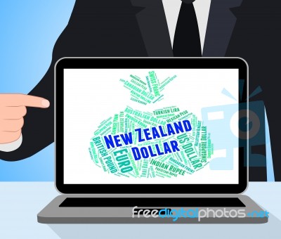 New Zealand Dollar Means Worldwide Trading And Currency Stock Image