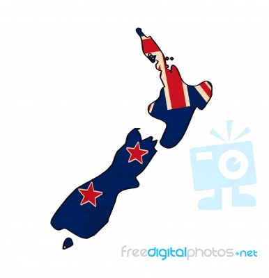 New Zealand Map On  Flag Drawing ,grunge And Retro Flag Series Stock Image