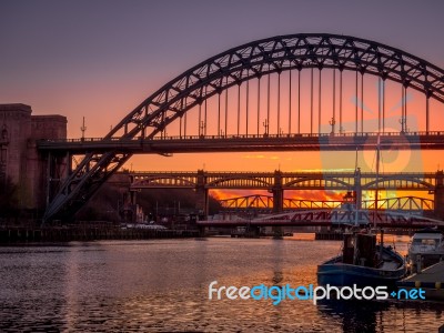 Newcastle Upon Tyne, Tyne And Wear/uk - January 20 : Sunset Over… Stock Photo