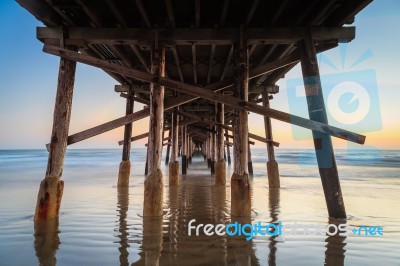 Newport Beach Pier At Sunset Stock Photo