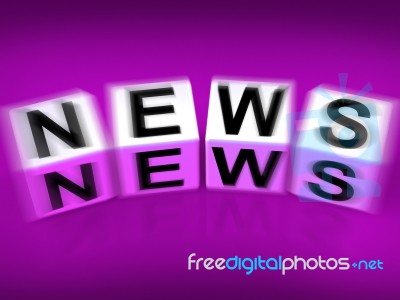 News Blocks Displays Broadcast Announcement And Headlines Stock Image