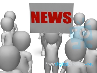 News Board Character Shows Global News Or International Newspape… Stock Image